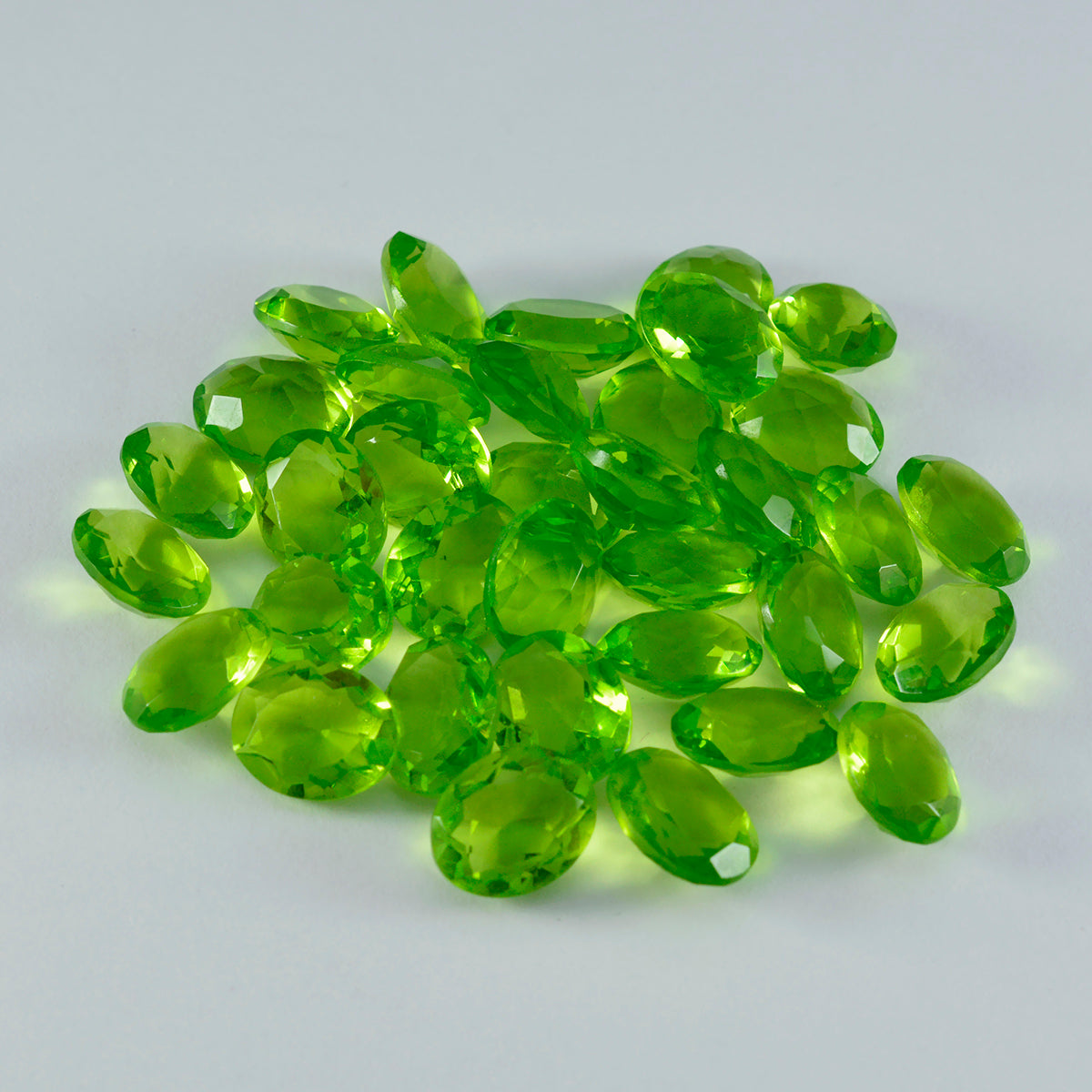 Riyogems 1PC Green Peridot CZ Faceted 6x8 mm Oval Shape good-looking Quality Loose Stone