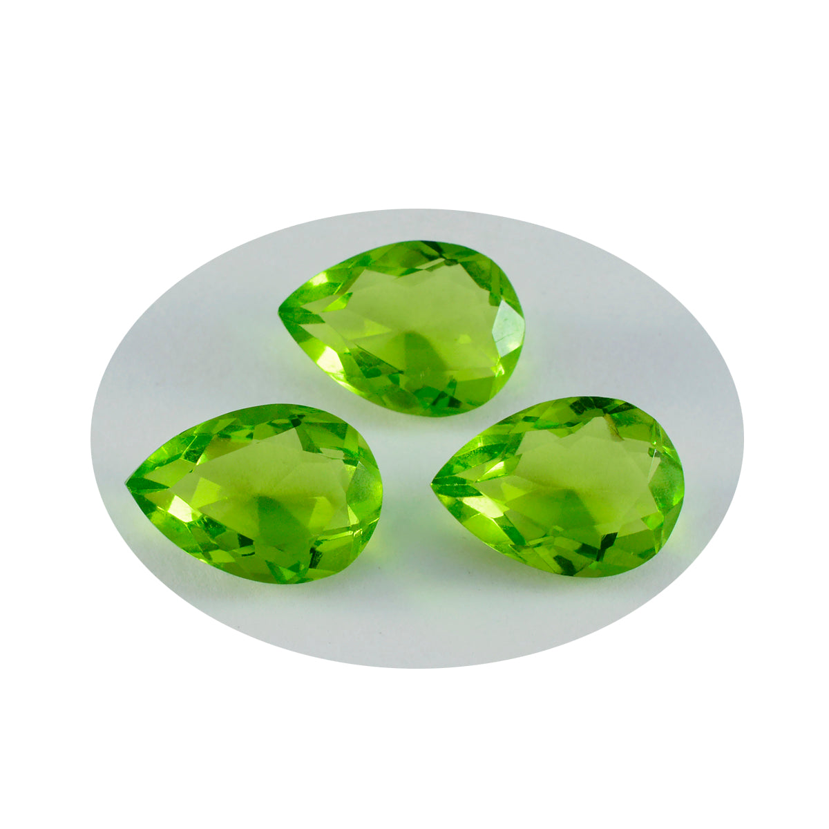 riyogems 1 st grön peridot cz fasetterad 12x16 mm päronform skönhetskvalitet lös pärla