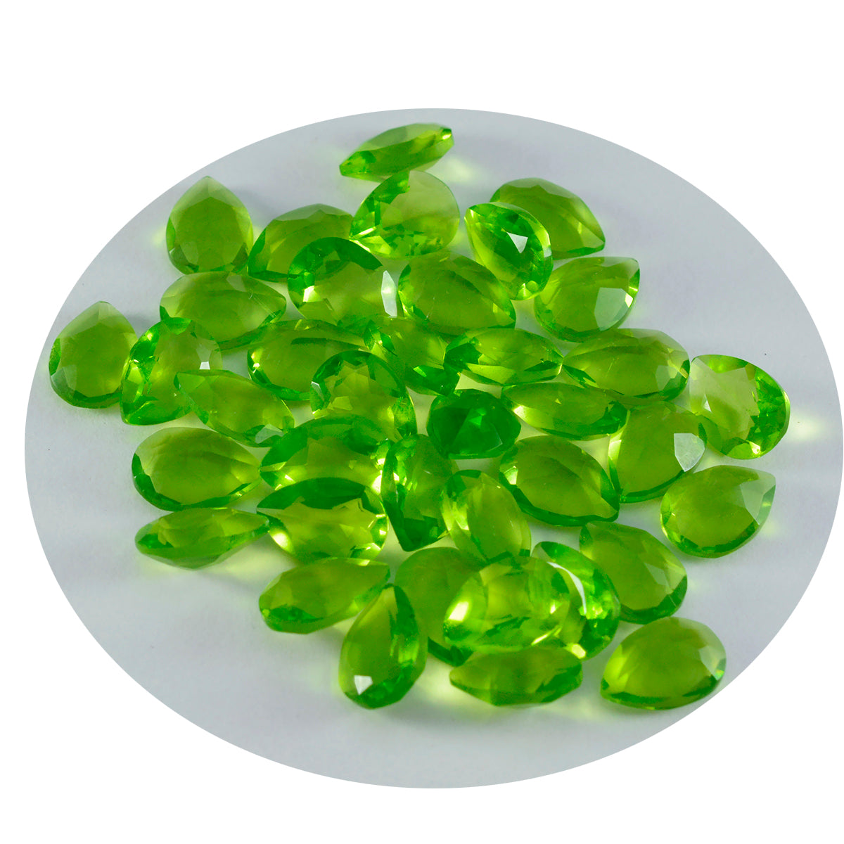 riyogems 1 st grön peridot cz fasetterad 5x7 mm päronform häpnadsväckande kvalitet lös ädelsten