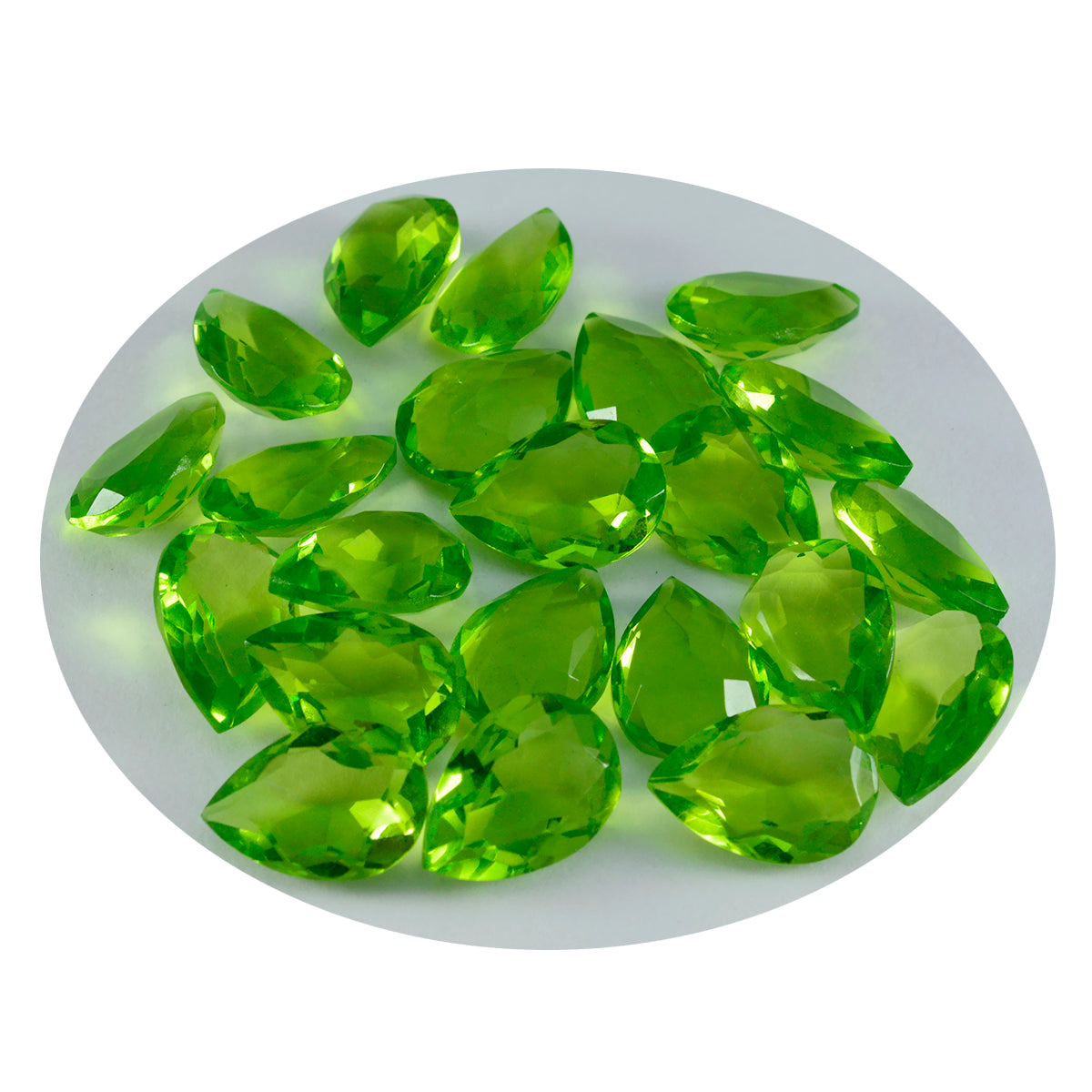Riyogems 1pc péridot vert cz facettes 7x10mm forme de poire pierres précieuses de qualité douce