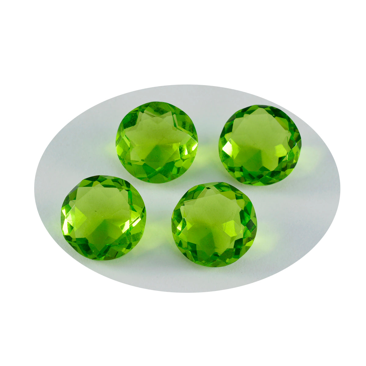 Riyogems 1PC Green Peridot CZ Faceted 10x10 mm Round Shape Good Quality Loose Gems