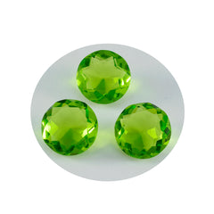 Riyogems 1 pieza de peridoto verde cz facetado 12x12 mm forma redonda hermosa calidad piedra preciosa suelta