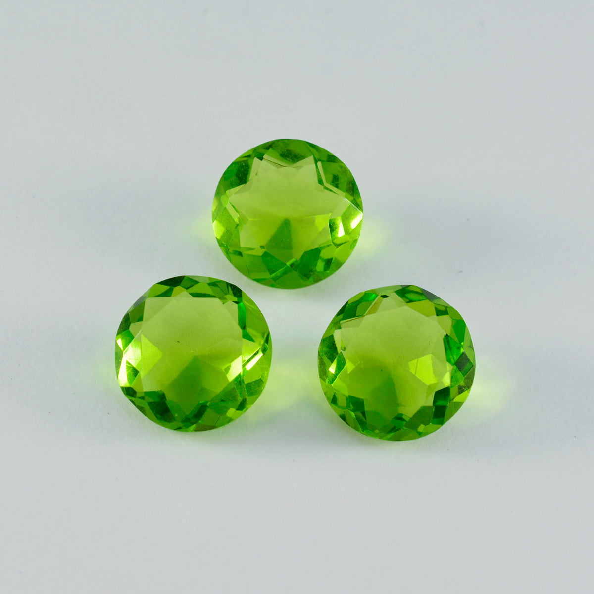 Riyogems 1 pieza de peridoto verde cz facetado 12x12 mm forma redonda hermosa calidad piedra preciosa suelta