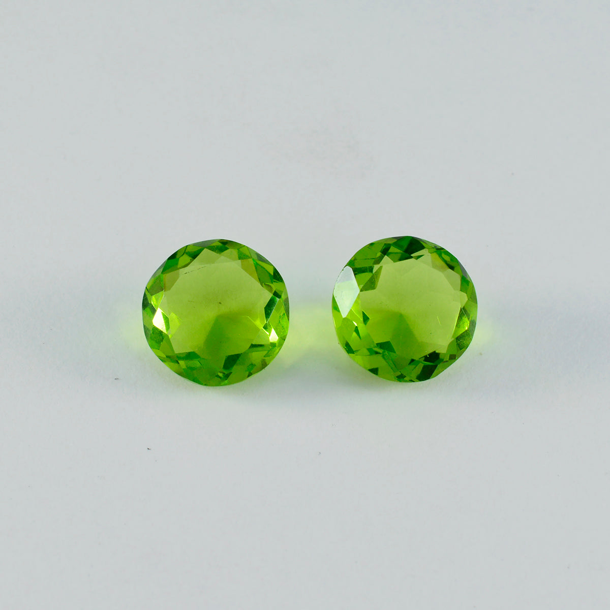 riyogems 1pc green peridot cz faceted 13x13 mm round shape attractive quality gem