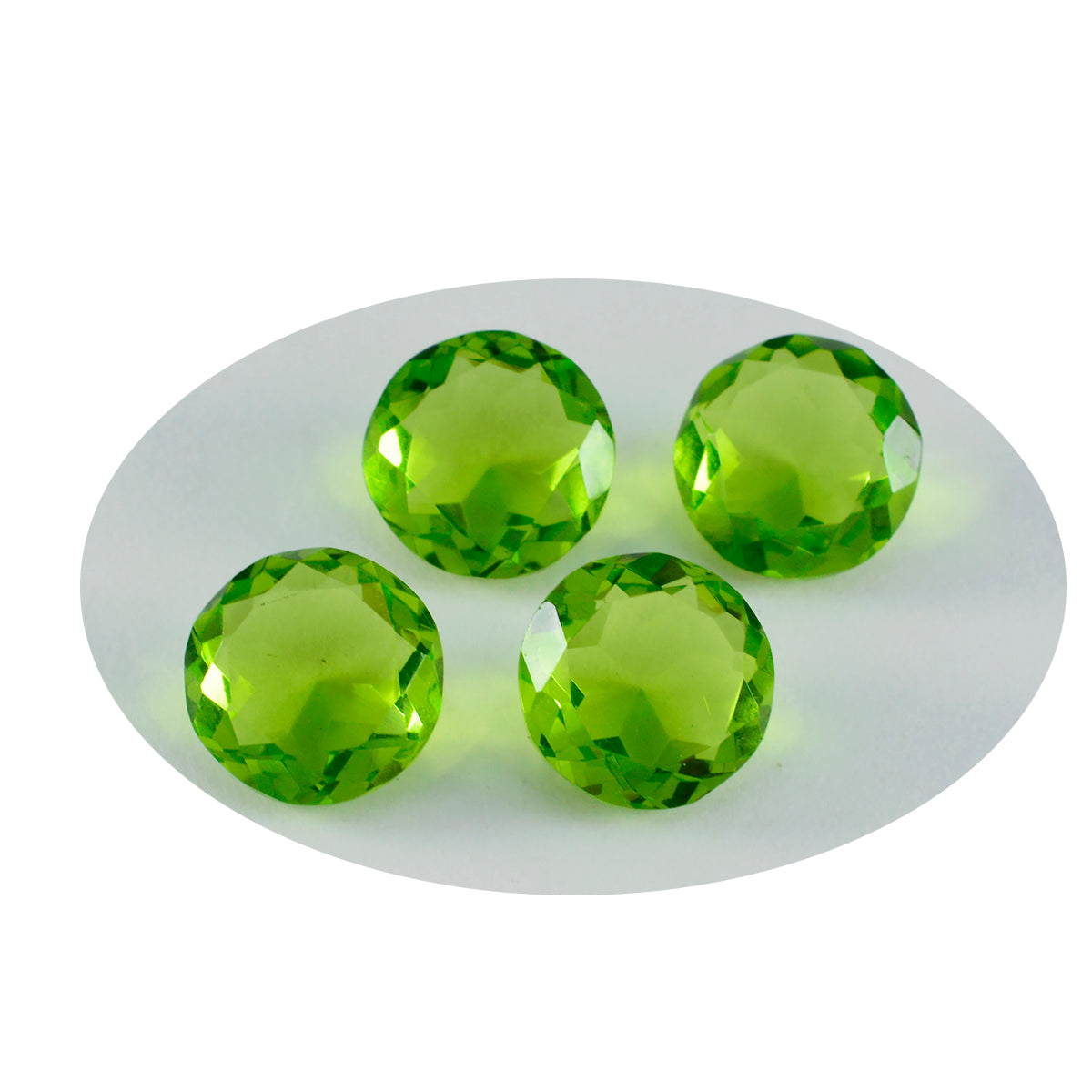 riyogems 1pc green peridot cz faceted 14x14 mm round shape pretty quality gems