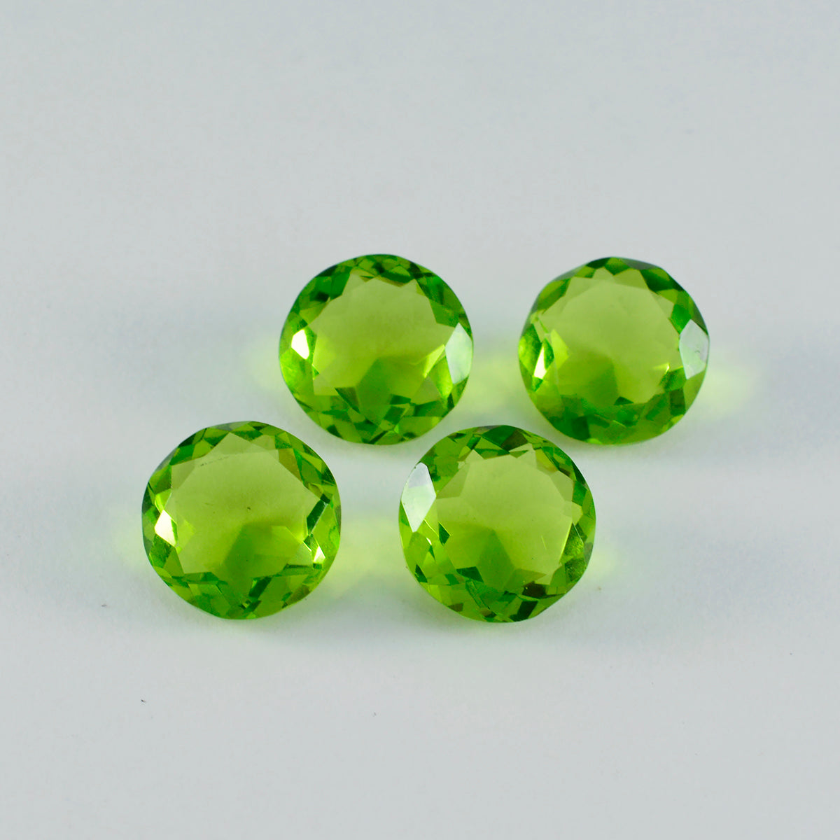 riyogems 1pc green peridot cz faceted 14x14 mm round shape pretty quality gems