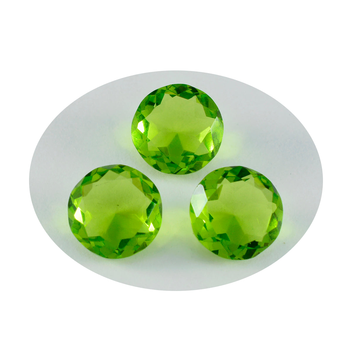 riyogems 1 st grön peridot cz fasetterad 15x15 mm rund form stilig kvalitetssten
