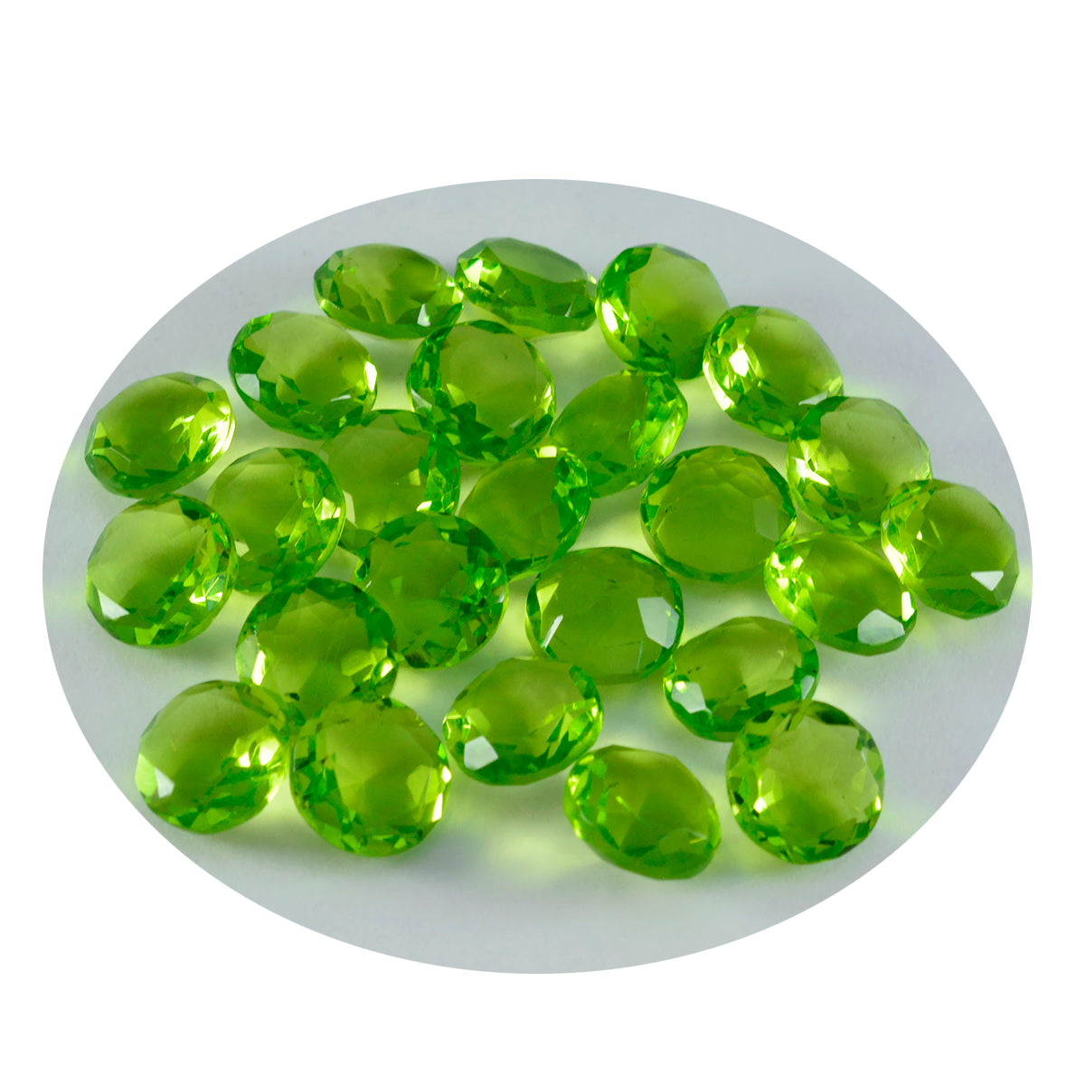 Riyogems 1PC Green Peridot CZ Faceted 6x6 mm Round Shape AAA Quality Gems