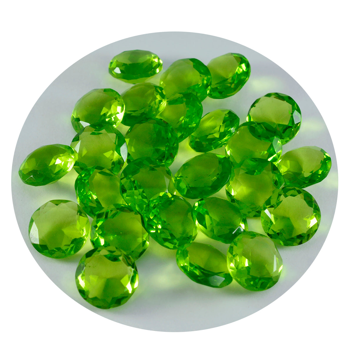 riyogems 1pc green peridot cz faceted 9x9 mm round shape a1 quality loose gem