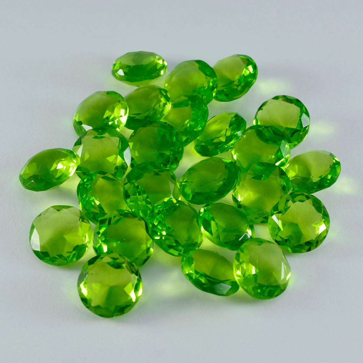 riyogems 1pc green peridot cz faceted 9x9 mm round shape a1 quality loose gem