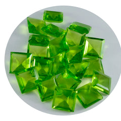 Riyogems 1PC Green Peridot CZ Faceted 10x10 mm Square Shape great Quality Stone