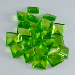 Riyogems 1PC Green Peridot CZ Faceted 10x10 mm Square Shape great Quality Stone