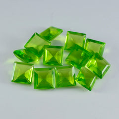 Riyogems 1PC Green Peridot CZ Faceted 11x11 mm Square Shape fantastic Quality Gemstone