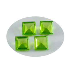 Riyogems 1 Stück grüner Peridot, CZ, facettiert, 12 x 12 mm, quadratische Form, verblüffende Qualität, loser Edelstein