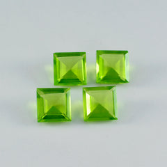 Riyogems 1 Stück grüner Peridot, CZ, facettiert, 12 x 12 mm, quadratische Form, verblüffende Qualität, loser Edelstein