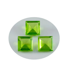 Riyogems 1PC Green Peridot CZ Faceted 13x13 mm Square Shape wonderful Quality Loose Gems