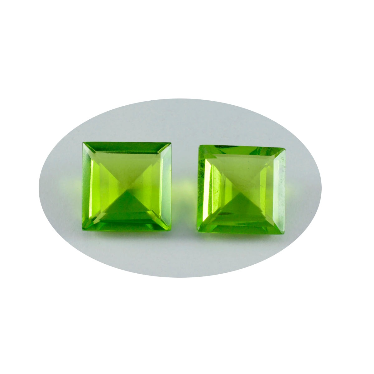 riyogems 1pc green peridot cz faceted 14x14 mm square shape sweet quality loose stone