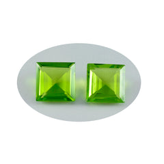 riyogems 1pc green peridot cz faceted 14x14 mm square shape sweet quality loose stone