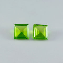 riyogems 1pc green peridot cz faceted 14x14 mm square shape sweet quality loose stone