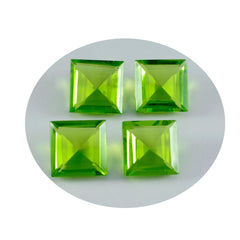 Riyogems 1PC Green Peridot CZ Faceted 15x15 mm Square Shape superb Quality Loose Gemstone