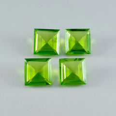 riyogems 1pc péridot vert cz facettes 15x15 mm forme carrée superbe qualité pierre précieuse en vrac