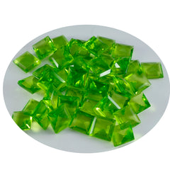 Riyogems – péridot vert cz à facettes 4x4mm, forme carrée, belle qualité, pierre précieuse en vrac, 1 pièce