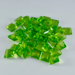 Riyogems – péridot vert cz à facettes 4x4mm, forme carrée, belle qualité, pierre précieuse en vrac, 1 pièce