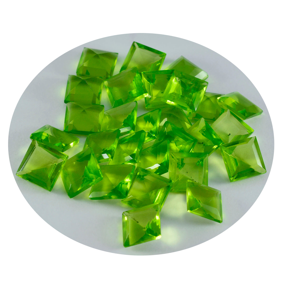 riyogems 1pc green peridot cz faceted 5x5 mm square shape excellent quality loose gems