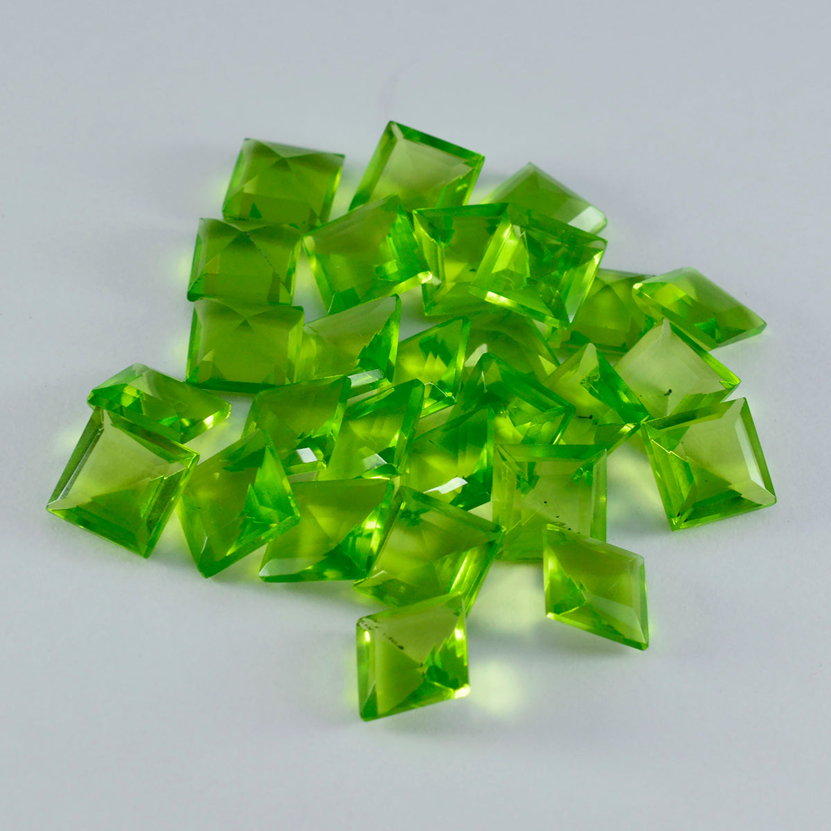 riyogems 1pc green peridot cz faceted 5x5 mm square shape excellent quality loose gems