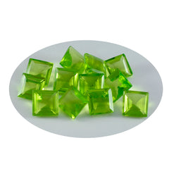 Riyogems 1 pièce péridot vert cz à facettes 6x6mm forme carrée jolie pierre en vrac de qualité