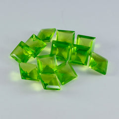Riyogems 1 Stück grüner Peridot, CZ, facettiert, 8 x 8 mm, quadratische Form, wunderschöner Qualitäts-Edelstein