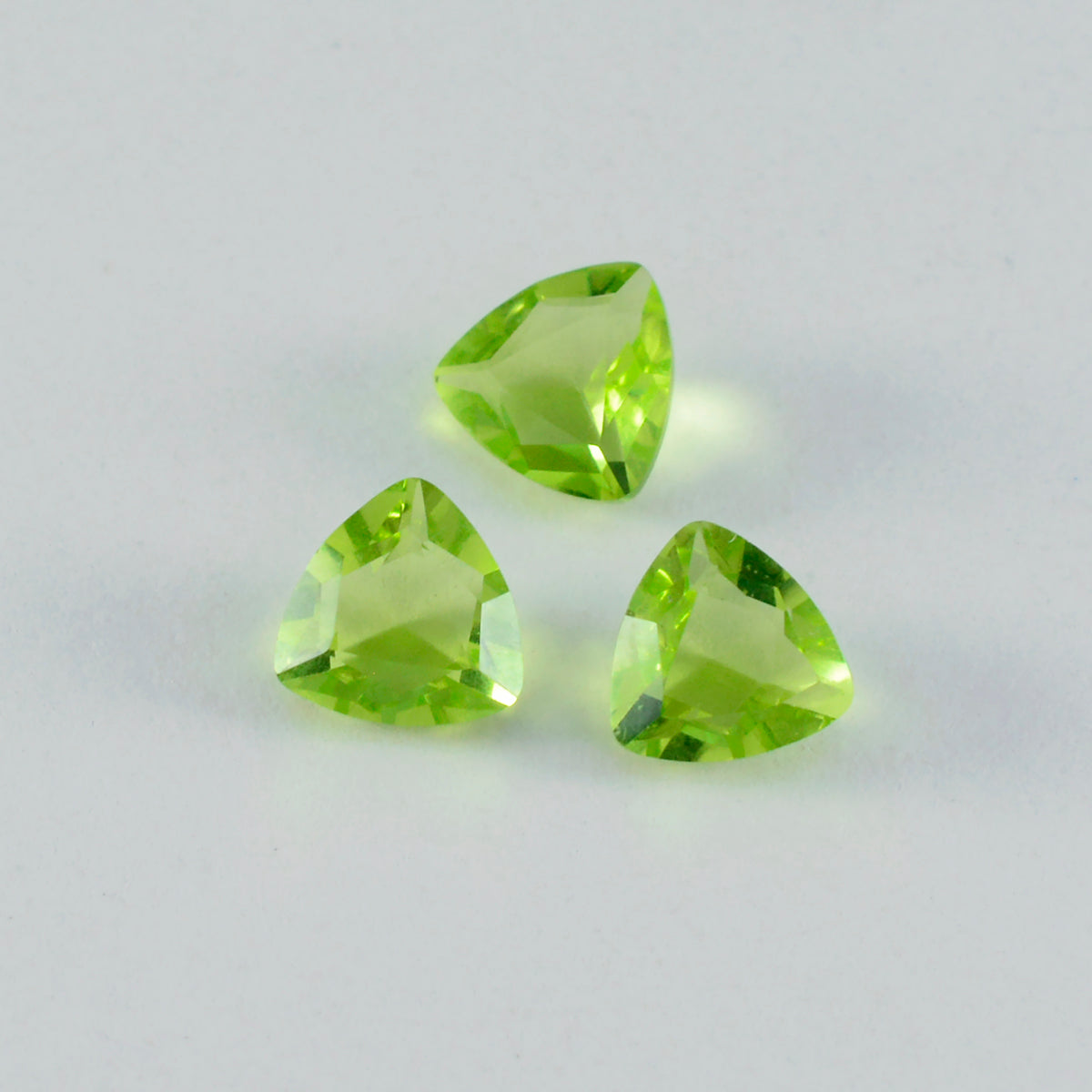 Riyogems 1PC Green Peridot CZ Faceted 10x10 mm Trillion Shape AAA Quality Loose Stone