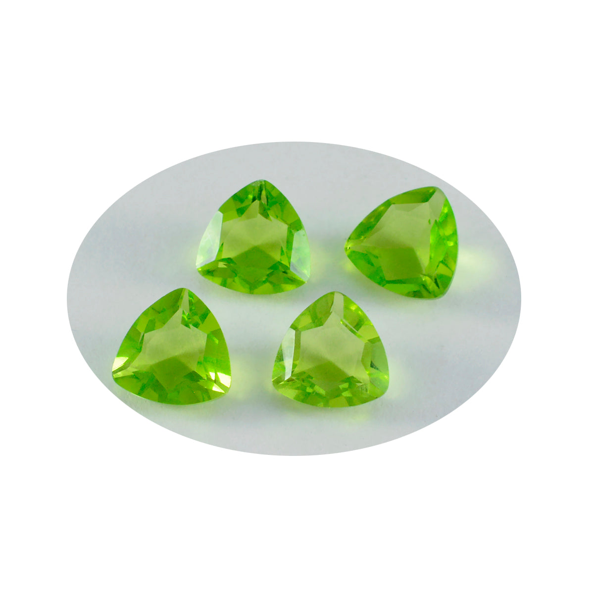 Riyogems 1PC Green Peridot CZ Faceted 13x13 mm Trillion Shape A1 Quality Gems