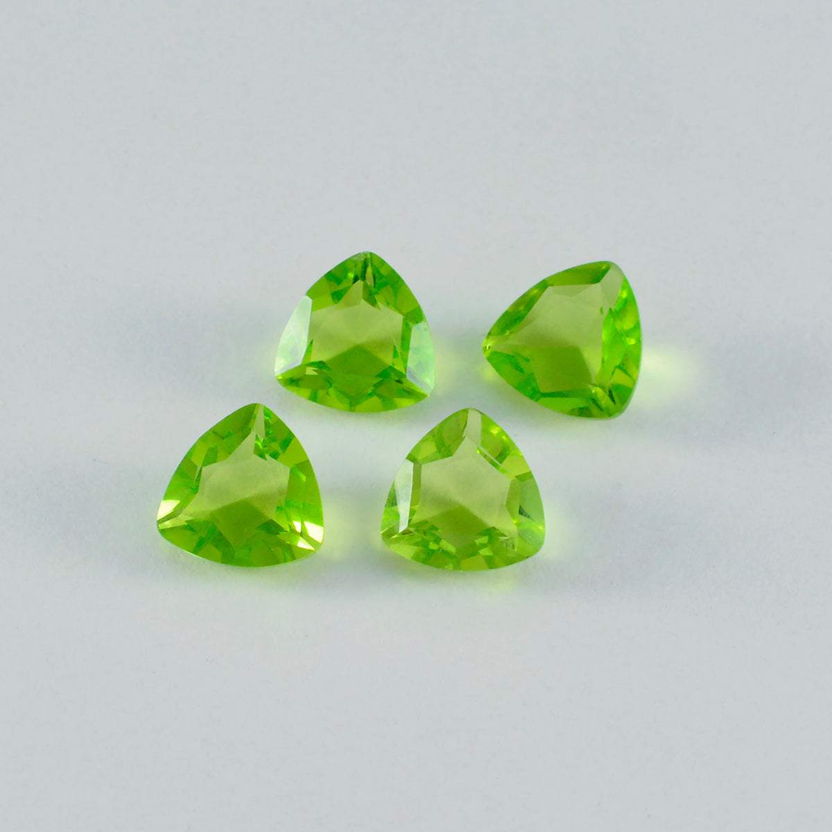 Riyogems 1PC Green Peridot CZ Faceted 13x13 mm Trillion Shape A1 Quality Gems