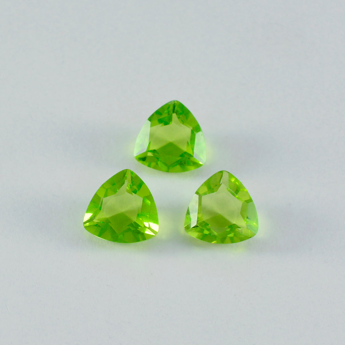 Riyogems 1PC Green Peridot CZ Faceted 14x14 mm Trillion Shape Good Quality Stone