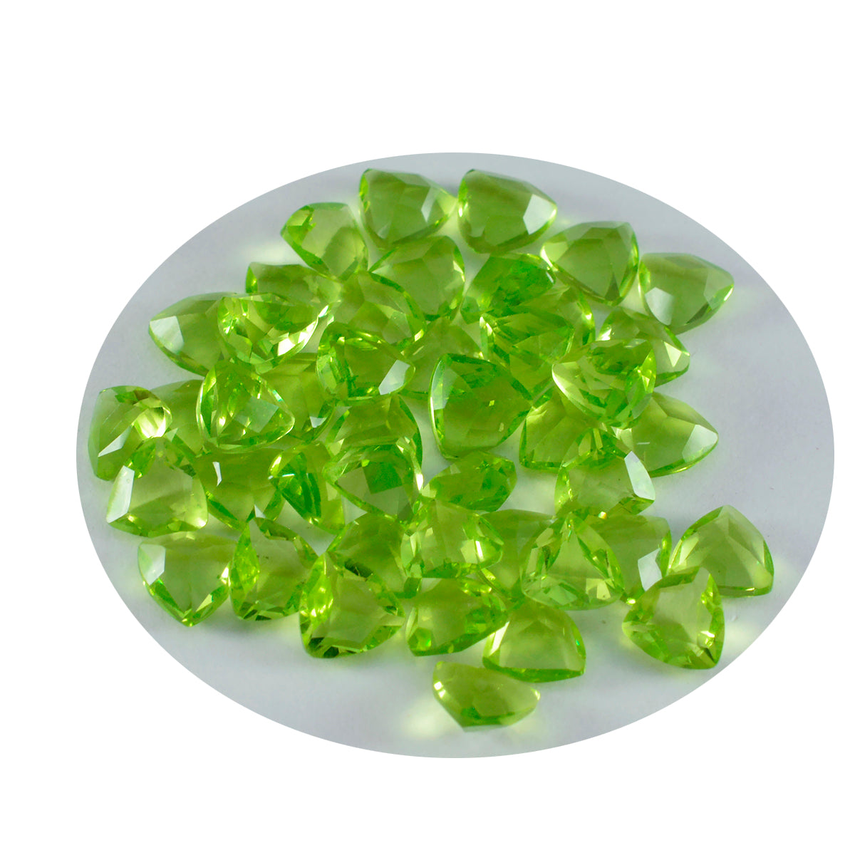 riyogems 1pc green peridot cz faceted 5x5 mm trillion shape beauty quality gems