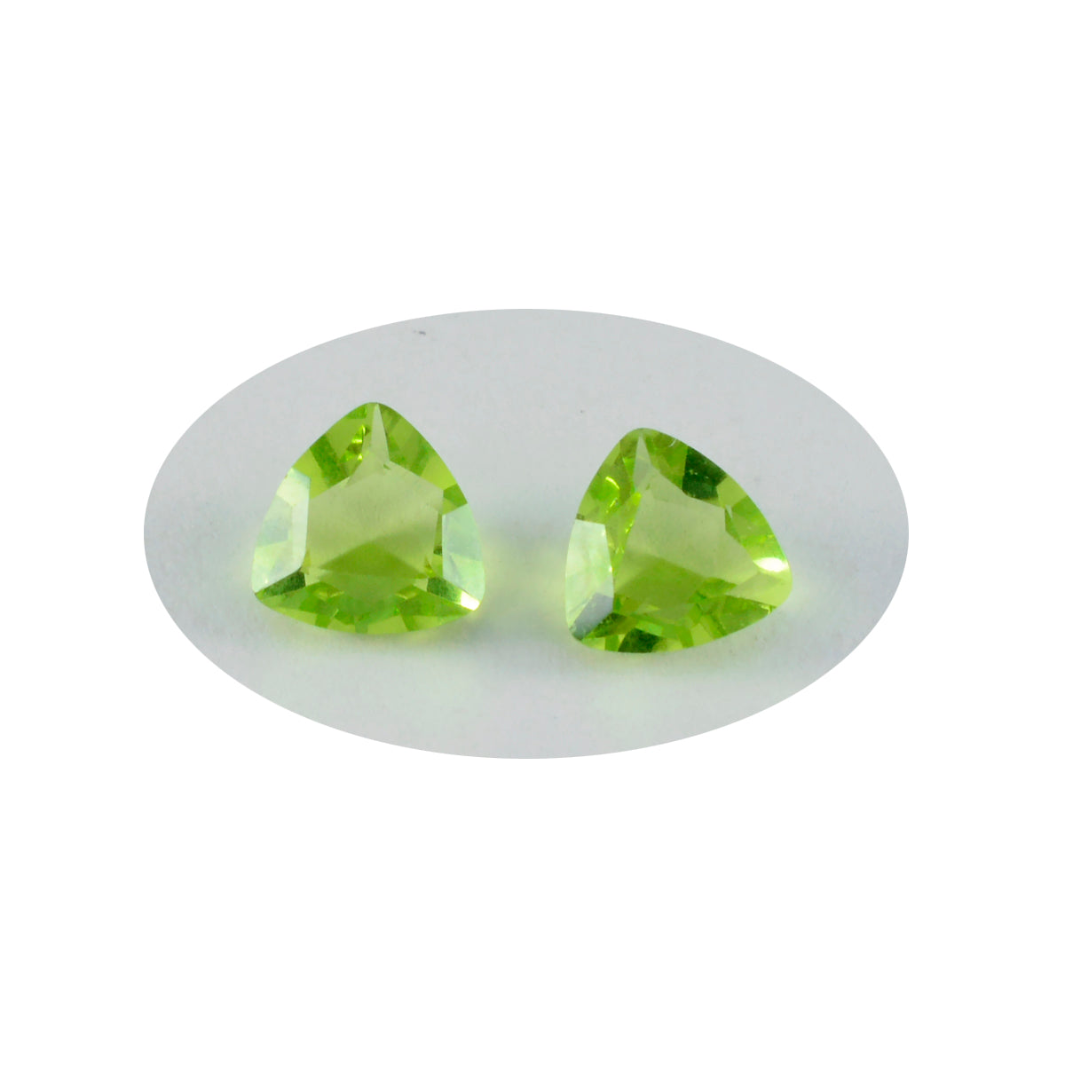 Riyogems 1PC Green Peridot CZ Faceted 9x9 mm Trillion Shape AA Quality Loose Gems