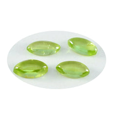 Riyogems 1 pc cabochon péridot vert 5x10 mm forme marquise jolie pierre en vrac de qualité
