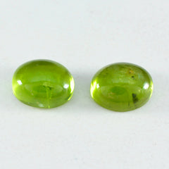 Riyogems 1 pc cabochon péridot vert 10x12 mm forme ovale pierres précieuses de qualité surprenante