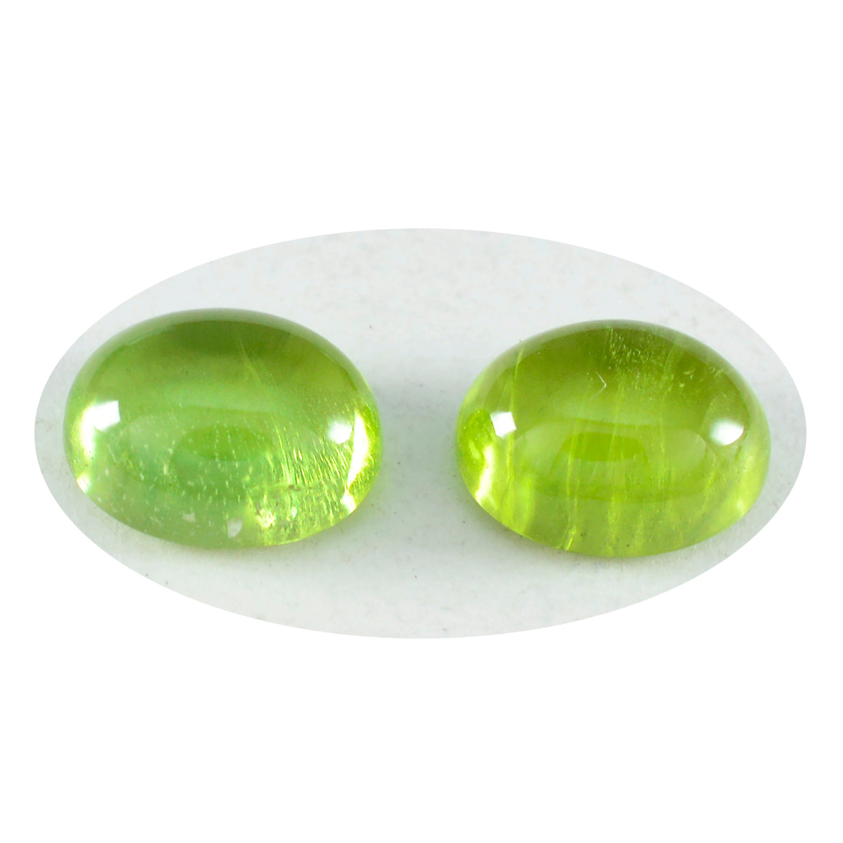 Riyogems 1PC Green Peridot Cabochon 5x7 mm Oval Shape astonishing Quality Loose Gem