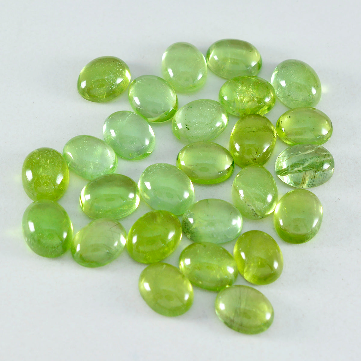 riyogems 1pc cabochon di peridoto verde 5x7 mm di forma ovale, gemma sfusa di qualità sorprendente