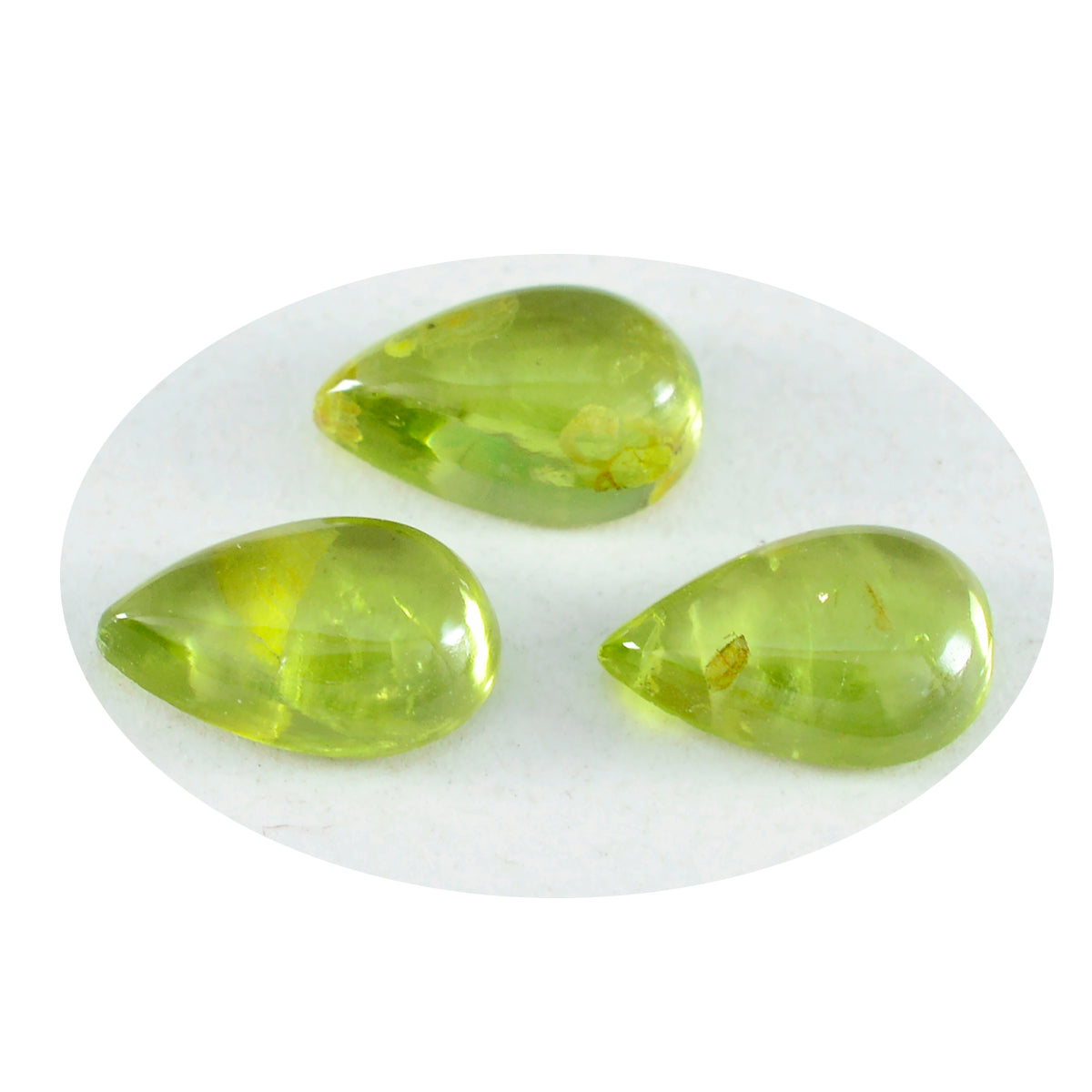 riyogems 1 pz cabochon di peridoto verde 10x14 mm a forma di pera, gemme di qualità