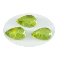 Riyogems 1PC Green Peridot Cabochon 10x14 mm Pear Shape A Quality Gems