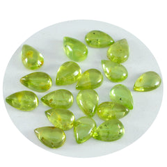 Riyogems 1PC Green Peridot Cabochon 6X9 mm Pear Shape beauty Quality Loose Stone