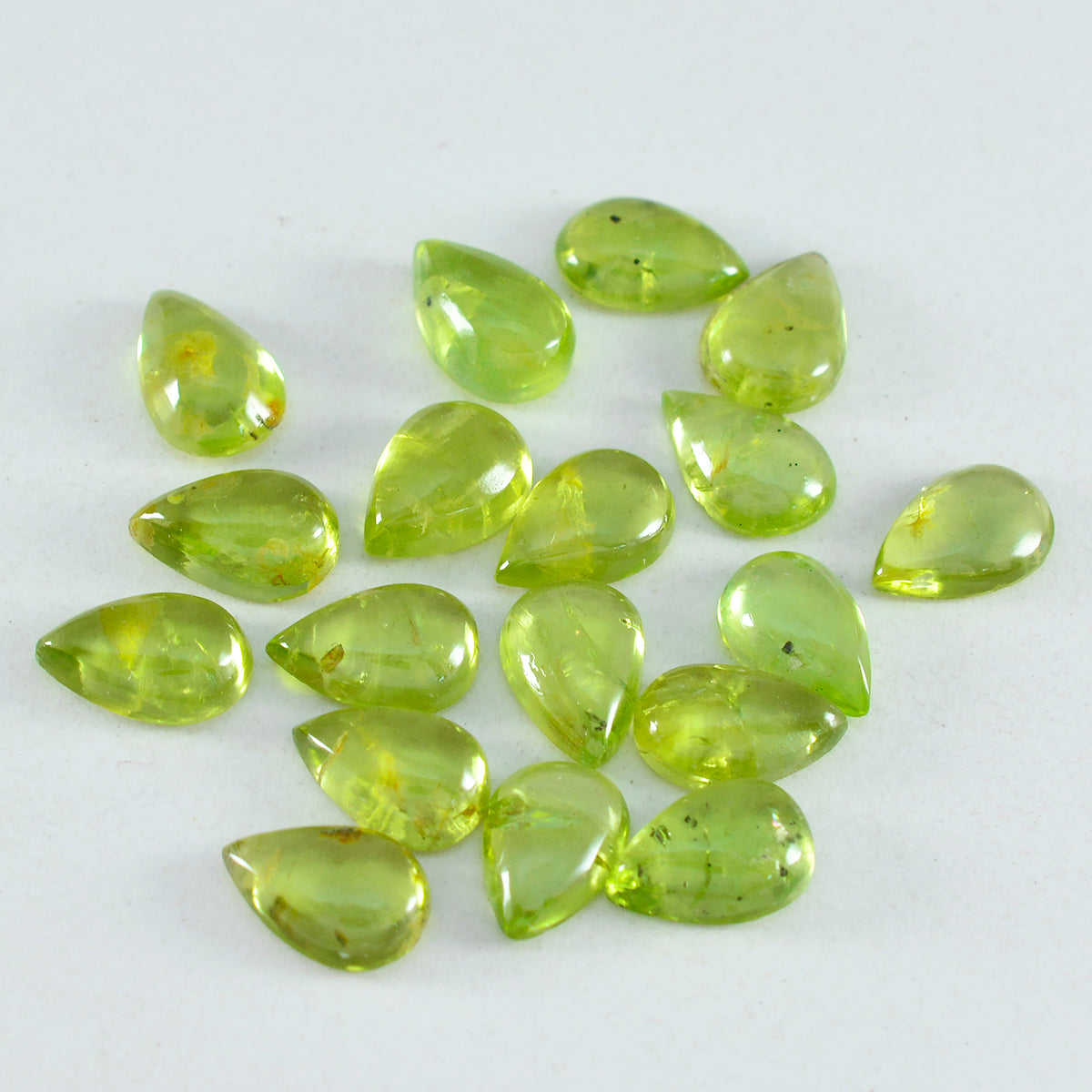 Riyogems 1PC Green Peridot Cabochon 6X9 mm Pear Shape beauty Quality Loose Stone