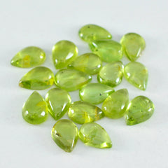 Riyogems 1PC Green Peridot Cabochon 7x10 mm Pear Shape amazing Quality Loose Gemstone
