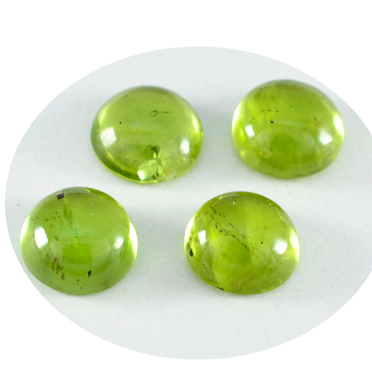 Riyogems 1 pc cabochon péridot vert 10x10 mm forme ronde belles pierres précieuses de qualité