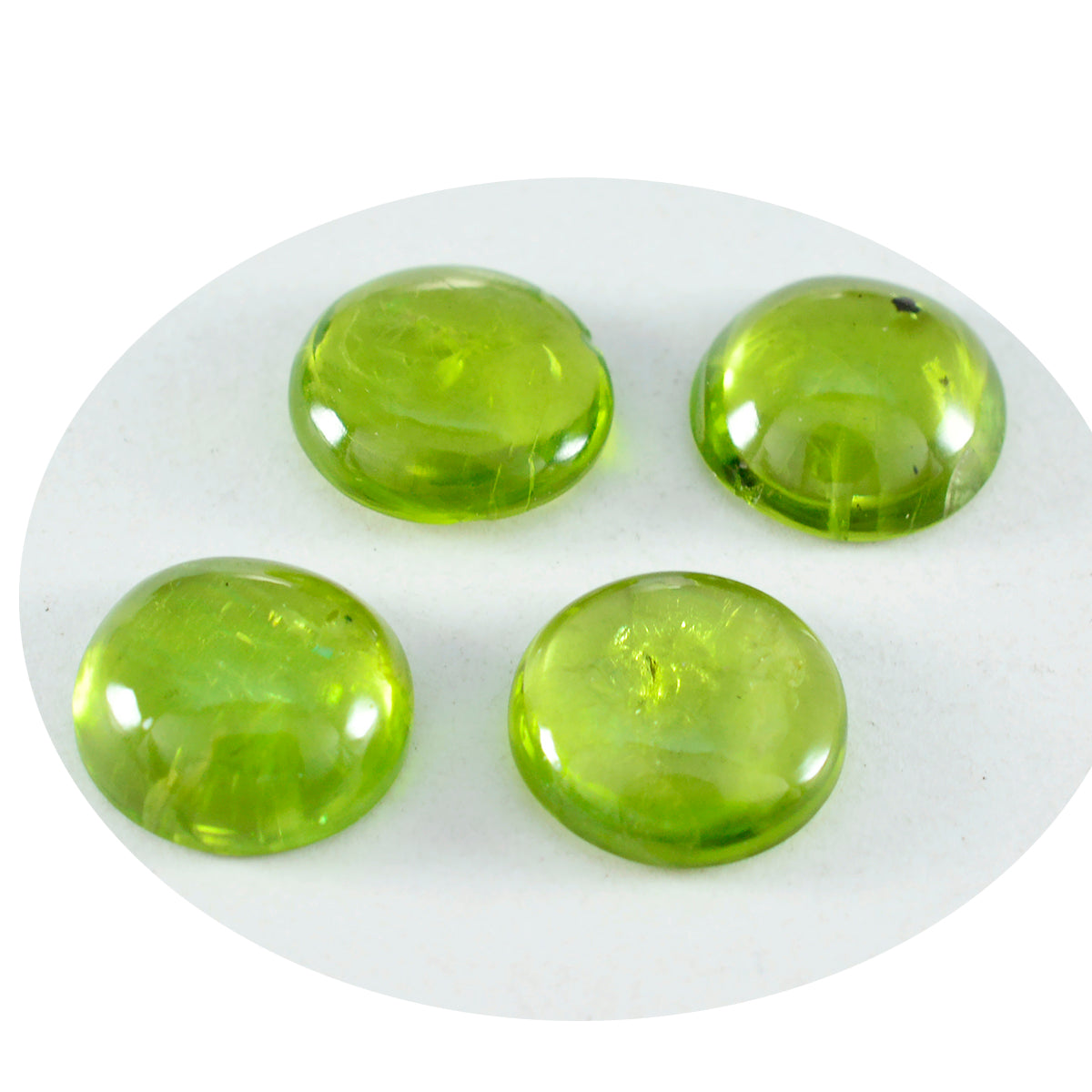 Riyogems 1pc péridot vert cabochon 13x13mm forme ronde belle qualité gemme en vrac