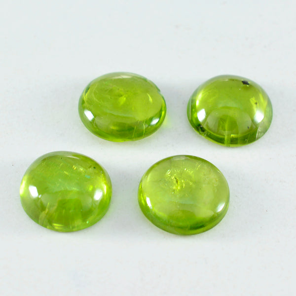 Riyogems 1pc péridot vert cabochon 13x13mm forme ronde belle qualité gemme en vrac
