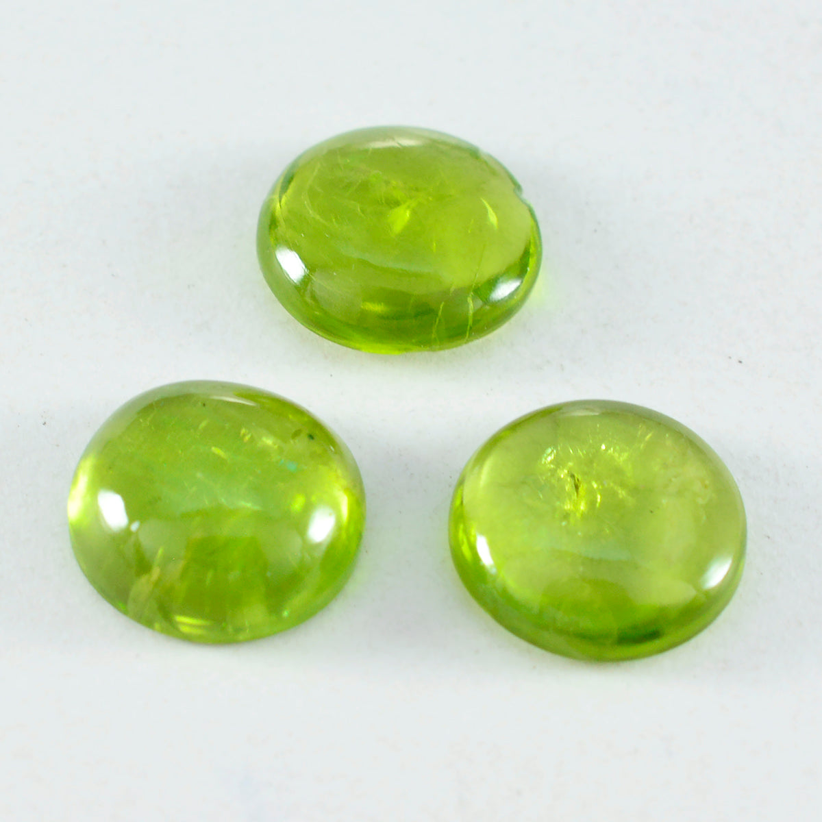 riyogems 1pc グリーン ペリドット カボション 14x14 mm ラウンド形状の見栄えの良い品質のルース宝石